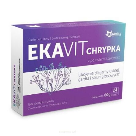 Chrypka pastylki do ssania czarna porzeczka Ekavit 24 pastyli EkaMedica