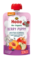MUS JAGODOWY PIESEK (JABŁKO - BRZOSKWINIA - OWOCE LEŚNE) BEZ DODATKU CUKRÓW OD 8 MIESIĄCA DEMETER BIO 100 g - HOLLE