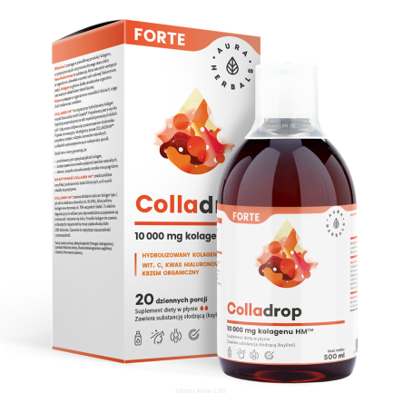 Colladrop Forte, kolagen morski 10000 mg, płyn 500 ml - Aura Herbals