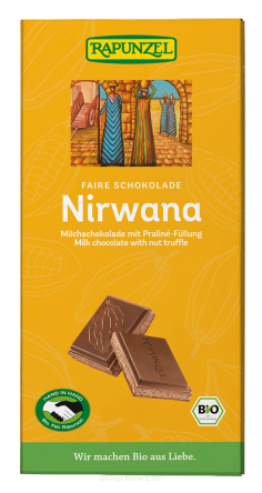 CZEKOLADA MLECZNA Z NADZIENIEM PRALINOWYM NIRWANA BIO 100 g - RAPUNZEL
